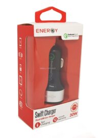 מטען לרכב 2 יציאות חזק 30W תומך טעינה Quick Charge 3.0 - מבית ENERGY