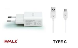 מטען לבית איכותי 2.1 אמפר עם כבל TYPE-C מבית -iWalk