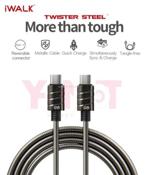 ⁦כבל סנכרון וטעינה - USB-Type-C ל - USB-Type-C שזור IWALK (תומך PD)⁩ – תמונה ⁦2⁩