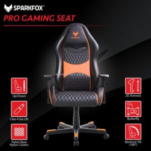 ⁦מושב כסא גיימינג SPARKFOX בטקסטורת מעויינים⁩ – תמונה ⁦3⁩