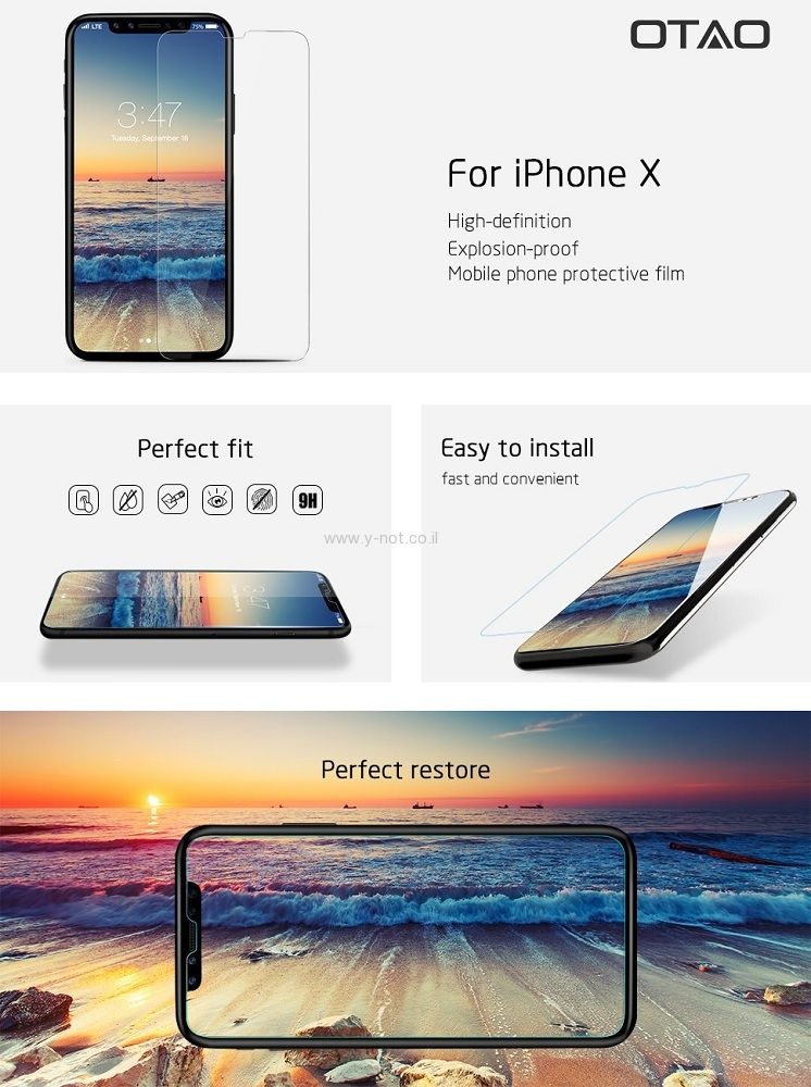 מגן מסך נגד שבר לאייפון X - OTAO