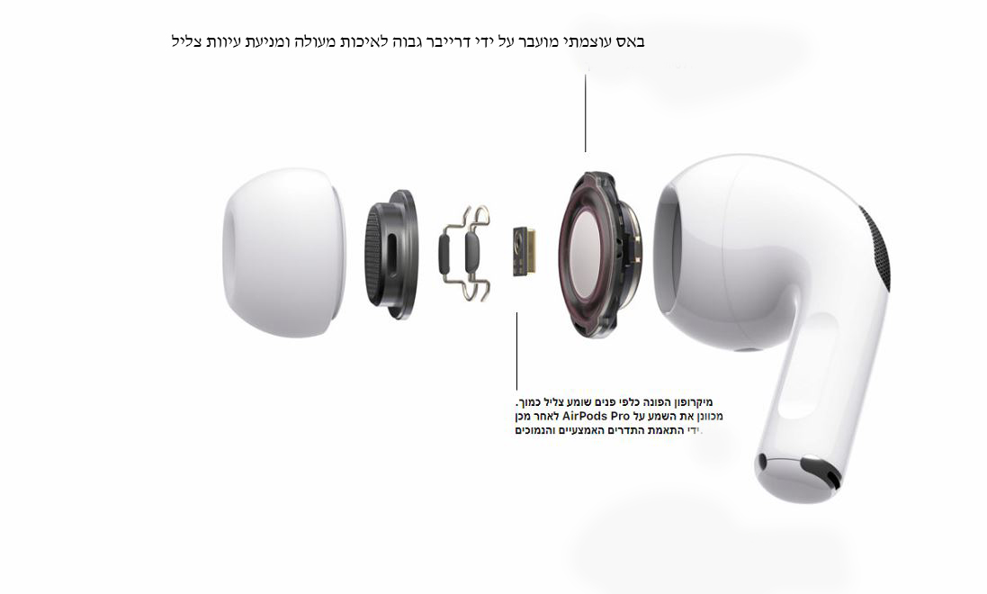 אוזניות אפל מקוריות  Apple AirPods pro עם <b>טעינה אלחוטית </b>אחריות רשמית איכות שמע מדהימה