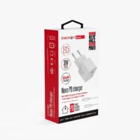 מטען בית ENERGY Nano PD30W+C to C 1.5M לבן - כולל כבל טייפ C