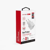 מטען בית ENERGY Nano PD20W+C to L 1.5M לבן - כולל כבל לייטניג לאייפון (עד דגם 14)