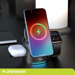 ⁦מטען אלחוטי מגנטי 3 ב-1 תומך Qi2 מבית PureGear⁩ – תמונה ⁦2⁩